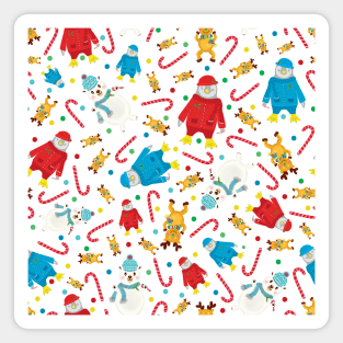 Winter Holiday Penguins, Reindeer and Polar Bears with Confetti Polka Dots Magnet